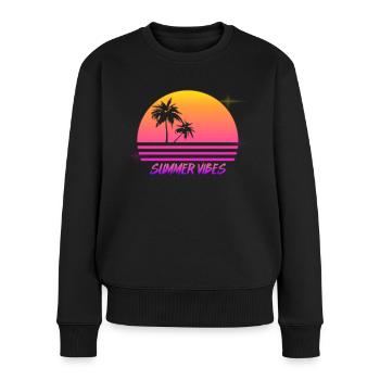 Summer Vibes Retro Synth Sunset Style Shirt - Women's Premium Organic Jumper - black - Front - Julia (174cm)