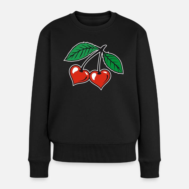 Kirschen - Frauen Premium Bio Pullover - Schwarz