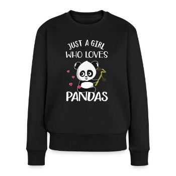 Juste une fille qui aime les pandas - cadeau ours panda - Pull Premium bio Femme - noir - Devant - Julia (174cm)