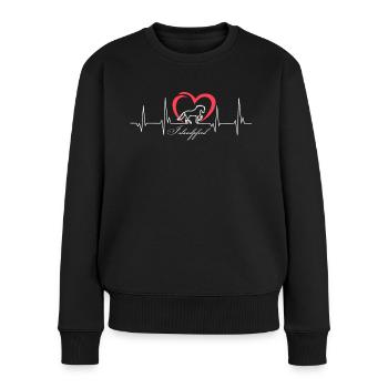 HIPPOPOTAME - Coeur Cavalière Idée cadeau - Pull Premium bio Femme - noir - Devant - Julia (174cm)