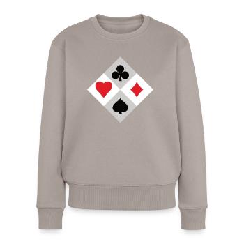 Joueur de cartes - Pull Premium bio Femme - taupe - Devant - Julia (174cm)