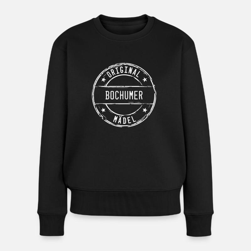 Bochum Bochumer Frau Mädel Mädchen Stempel - Frauen Premium Bio Pullover - Schwarz