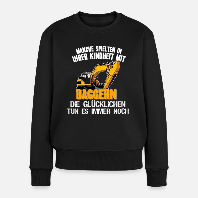 Baggerfahrer Bagger Bauarbeiter Geschenk - Frauen Premium Bio Pullover - Schwarz