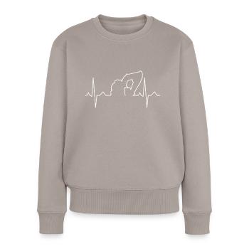 Bagger Baggerfahrer Herzschlag Geschenk - Frauen Premium Bio Pullover - Taupe - Vorne - Julia (174cm)