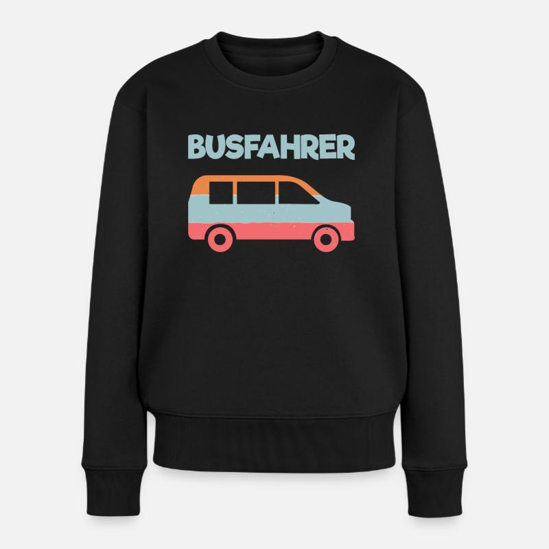 Van - Transporter - Vintage - Camper - Frauen Premium Bio Pullover - Schwarz