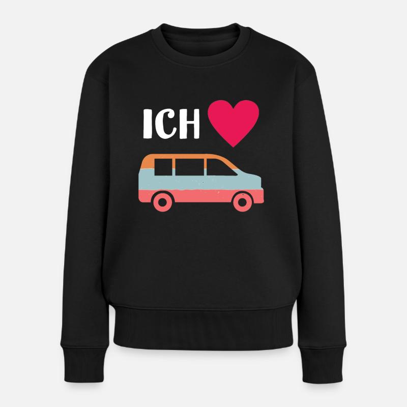 Van - Bus - Liebe - Transporter - Frauen Premium Bio Pullover - Schwarz