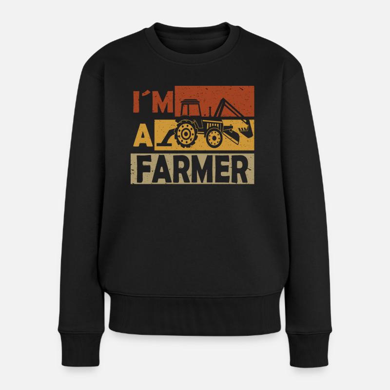 Ich bin Landwirt Bauer oder Bäuerin - Frauen Premium Bio Pullover - Schwarz