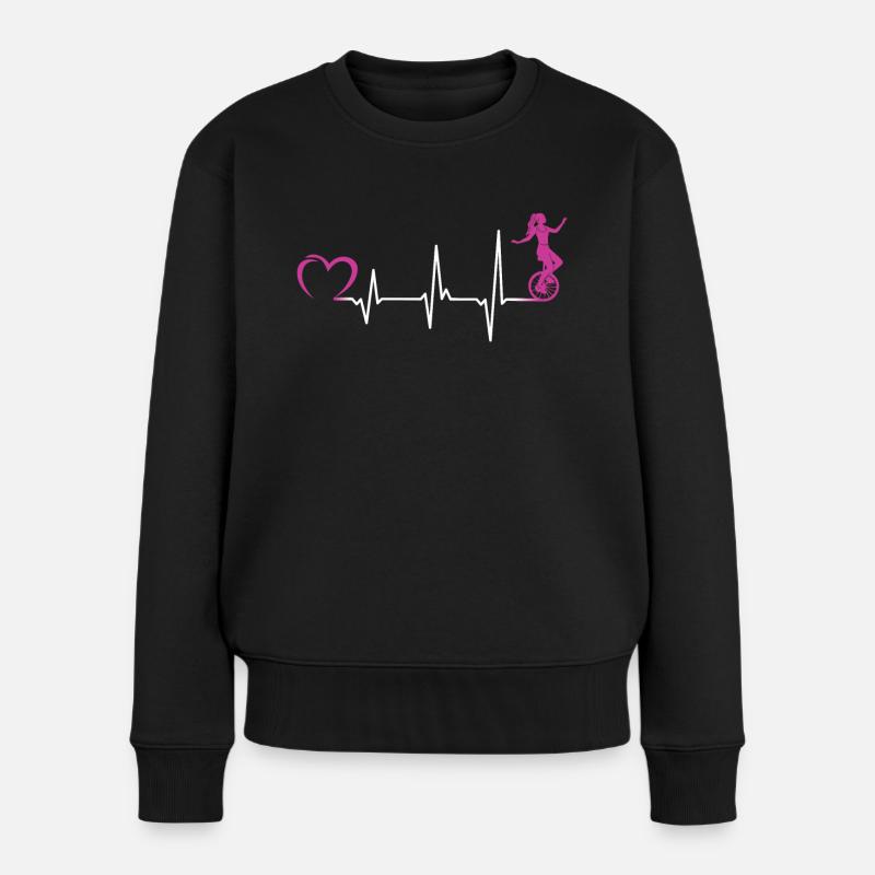 Einrad Einradfahrerin Herzschlag Zirkus - Frauen Premium Bio Pullover - Schwarz