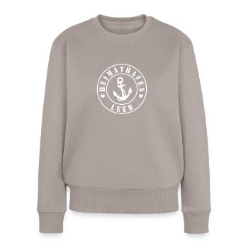 Heimathafen Leer - Frauen Premium Bio Pullover - Taupe - Vorne - Julia (174cm)