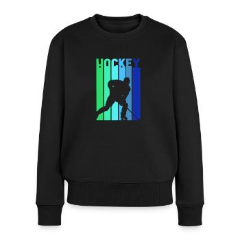 Eishockey Vintage mehrfarbig Eishockeyspieler - Frauen Premium Bio Pullover - Schwarz - Vorne - Julia (174cm)