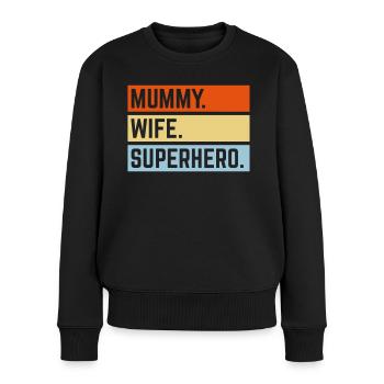 Mummy Wife Superhero (Super Mum / Supermummy / 3C) - Pull Premium bio Femme - noir - Devant - Julia (174cm)