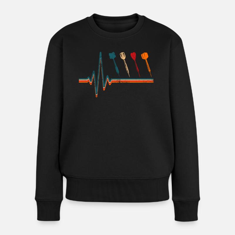 Dart Retro Darter Puls - Frauen Premium Bio Pullover - Schwarz