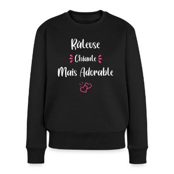 Je suis râleuse chiante mais adorable - Pull Premium bio Femme - noir - Devant - Julia (174cm)