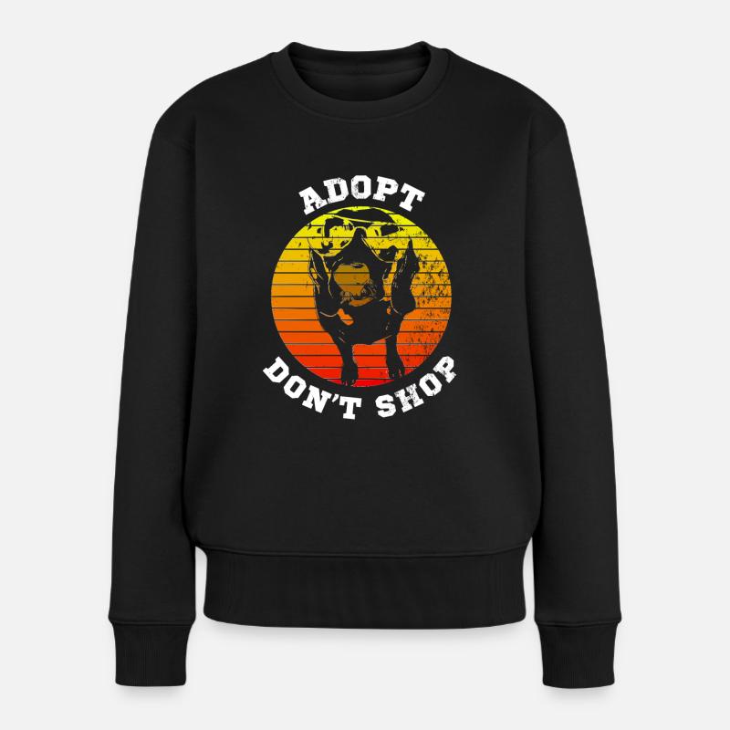 adopt don't shop - Frauen Premium Bio Pullover - Schwarz