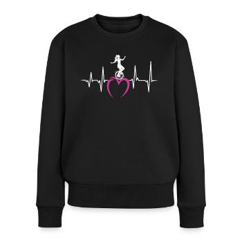 monocycle monocycliste mon coeur coup de cirque filles - Pull Premium bio Femme - noir - Devant - Julia (174cm)