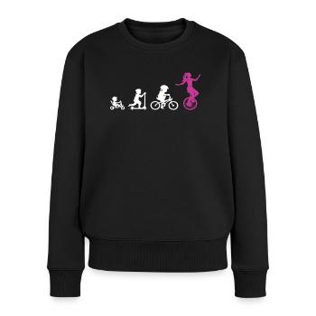 Monocycle évolution monocycle monocycles mon coeur coup de foudre - Pull Premium bio Femme - noir - Devant - Julia (174cm)
