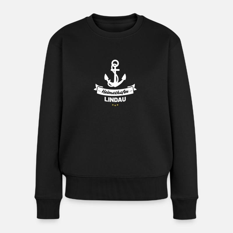 Heimathafen Lindau - Frauen Premium Bio Pullover - Schwarz