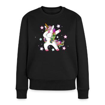 Dabbing Licorne - Pull Premium bio Femme - noir - Devant - Julia (174cm)