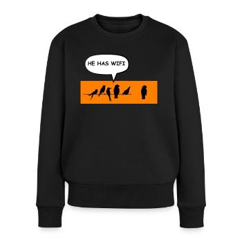 Wireless Birds Wi-Fi Funny Joke. - Women's Premium Organic Jumper - black - Front - Julia (174cm)