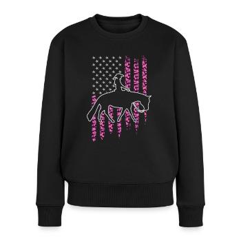Pleasure Pferd & Westernreiterin Westernreiten - Frauen Premium Bio Pullover - Schwarz - Vorne - Julia (174cm)