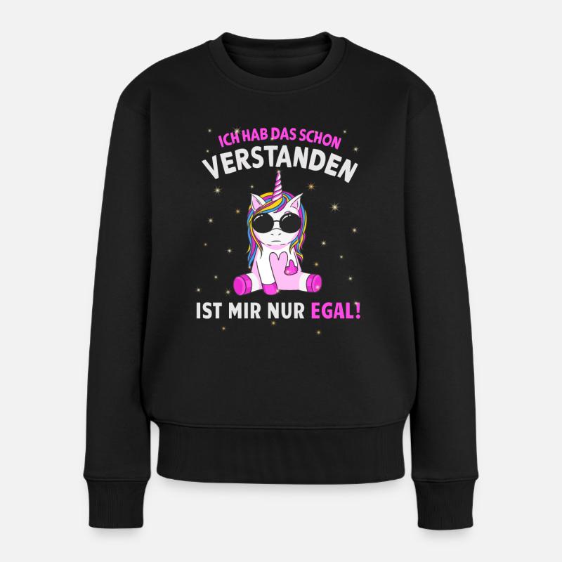 Ich hab das schon Verstanden - Einhorn Spruch - Frauen Premium Bio Pullover - Schwarz