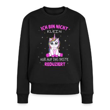 Nicht klein nur auf das beste Reduziert - Einhorn - Frauen Premium Bio Pullover - Schwarz - Vorne - Julia (174cm)