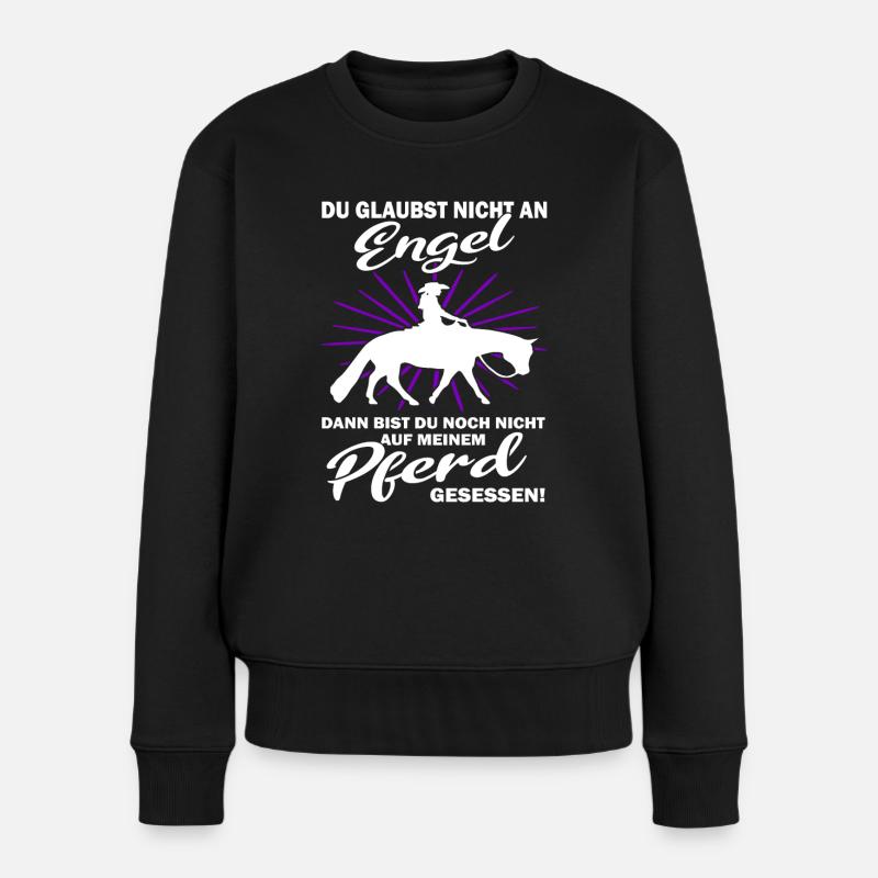 Westernreiten Reiterin und Pferd - Frauen Premium Bio Pullover - Schwarz