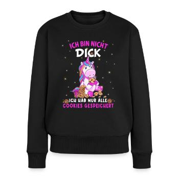 Ich bin nicht dick ich hab nur alle Cookie Einhorn - Frauen Premium Bio Pullover - Schwarz - Vorne - Julia (174cm)