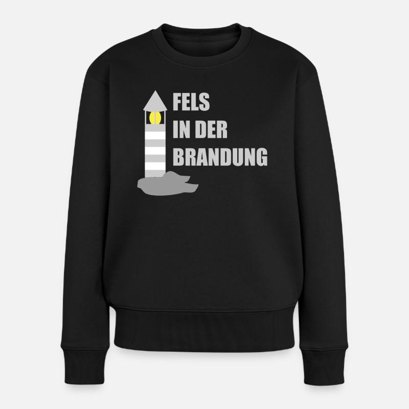 Fels in der Brandung - Frauen Premium Bio Pullover - Schwarz