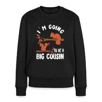 Große Cousine Eichhörnchen Ich werde Cousine - Frauen Premium Bio Pullover - Schwarz - Vorne - Julia (174cm)
