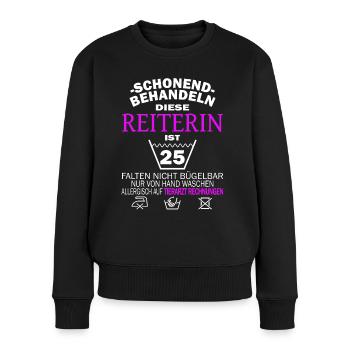 Reiterin & Pferd - 25. Geburtstag - Frauen Premium Bio Pullover - Schwarz - Vorne - Julia (174cm)
