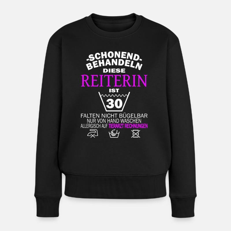 Reiterin & Pferd - 30. Geburtstag - Frauen Premium Bio Pullover - Schwarz
