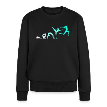 Turnen Evolution - Turnerin Gymnastik Geschenke - Frauen Premium Bio Pullover - Schwarz - Vorne - Julia (174cm)