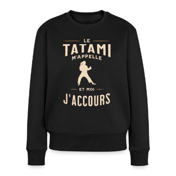 Humour femme art martial accro au sport - Pull Premium bio Femme - noir - Devant - Julia (174cm)