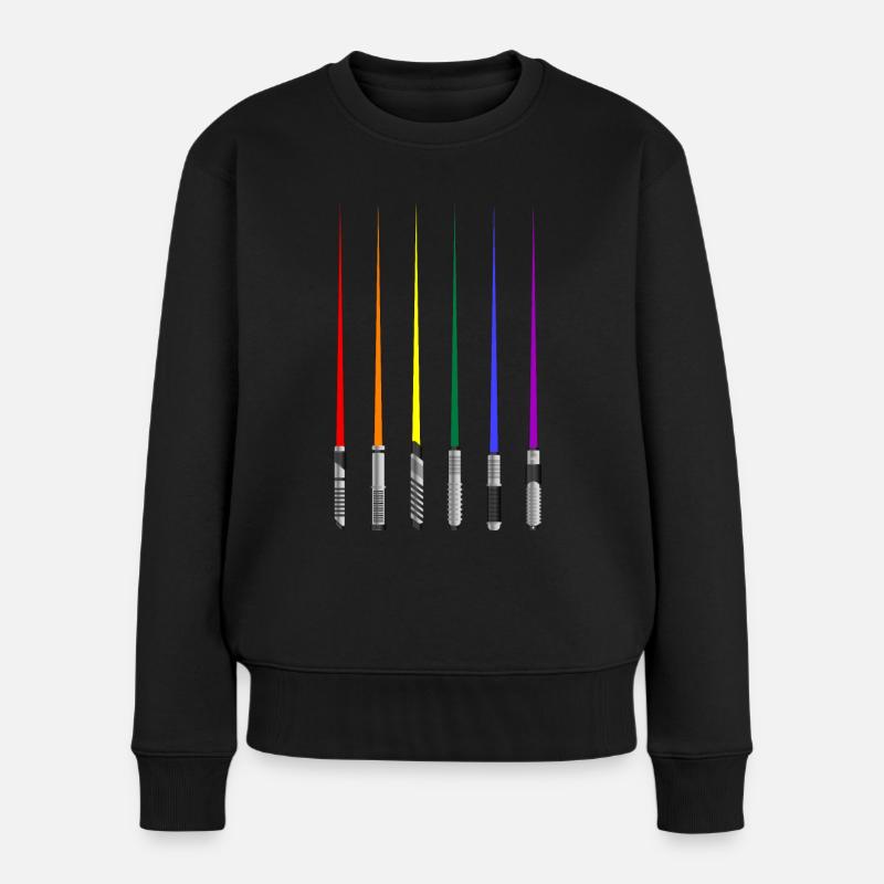 Regenbogen Lichtschwerter Gay Pride Month LGBTQ - Frauen Premium Bio Pullover - Schwarz