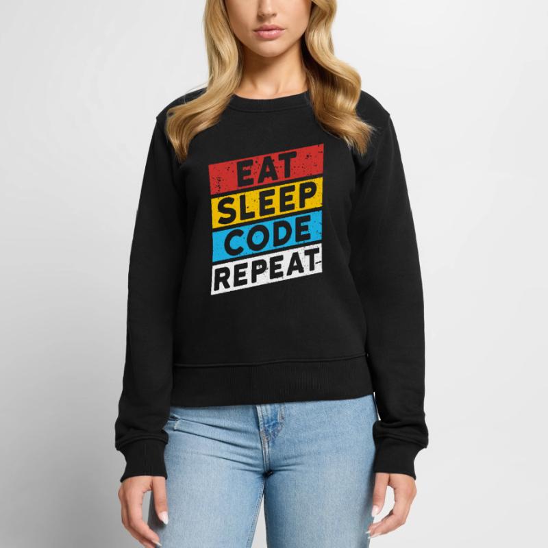 CODE CODER CODING Spruch | EAT SLEEP CODE REPEAT Frauen Premium Bio Pullover