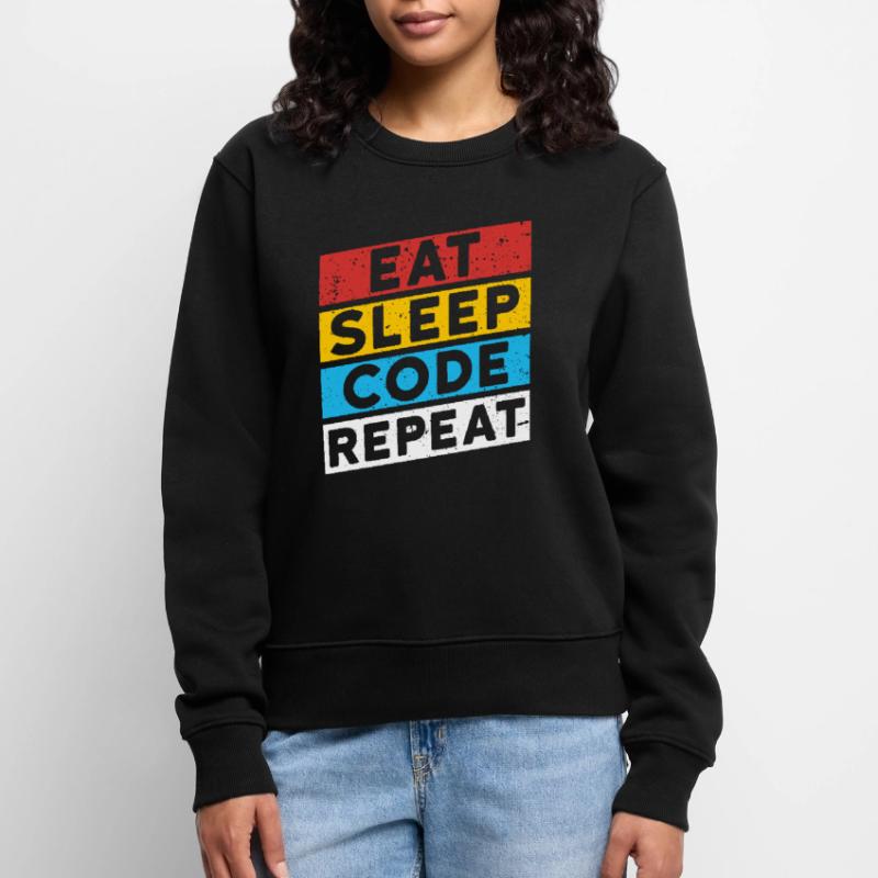 CODE CODER CODING Spruch | EAT SLEEP CODE REPEAT Frauen Premium Bio Pullover