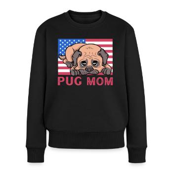 Pug Mom - Frauen Premium Bio Pullover - Schwarz - Vorne - Julia (174cm)