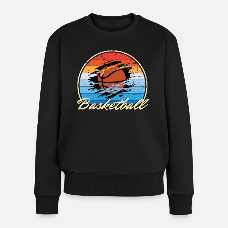 Basketball playing Basket ball vintage Geschenk - Frauen Premium Bio Pullover - Schwarz