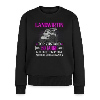 Landwirtin 50 Jahre - Landwirtschaft - Bauernhof - Frauen Premium Bio Pullover - Schwarz - Vorne - Julia (174cm)