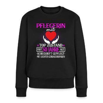 Pflegerin 50 Jahre - Altenpflegerin - Pflegekraft - Frauen Premium Bio Pullover - Schwarz - Vorne - Julia (174cm)