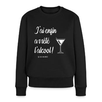 Annonce grossesse drole humour alcool apéro bébé - Pull Premium bio Femme - noir - Devant - Julia (174cm)