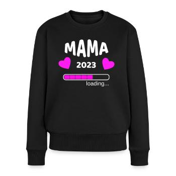 Mama 2023 Schwangerschaf Baby-Party Geburt Idee - Frauen Premium Bio Pullover - Schwarz - Vorne - Julia (174cm)