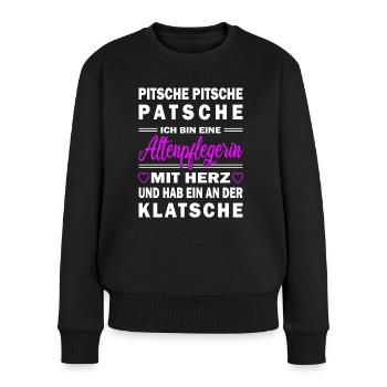 Altenpflegerin - Pflegekraft - Pflegerin - Frauen Premium Bio Pullover - Schwarz - Vorne - Julia (174cm)