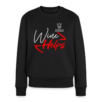 Winegod lustiger Spruch Wine Helps - Frauen Premium Bio Pullover - Schwarz - Vorne - Julia (174cm)