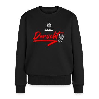Winegod lustiger Spruch Dorscht - Frauen Premium Bio Pullover - Schwarz - Vorne - Julia (174cm)