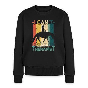 Westernreiten - Westernreiterin - Westernpferd - Frauen Premium Bio Pullover - Schwarz - Vorne - Julia (174cm)
