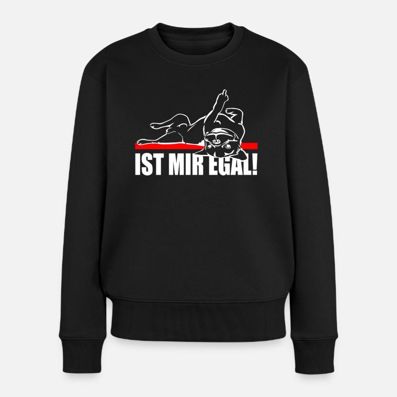 Hund Bulldogge Statement Spruch - EGAL - Hunde - Frauen Premium Bio Pullover - Schwarz
