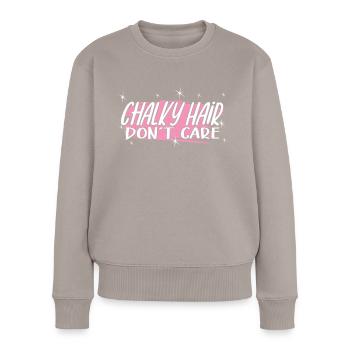 Chalky Hair Dont Care - Idée cadeau de gymnaste drôle - Pull Premium bio Femme - taupe - Devant - Julia (174cm)