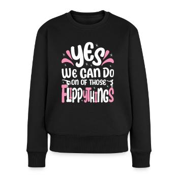 Gymnastique Oui nous pouvons faire sur de ces flippythings - Pull Premium bio Femme - noir - Devant - Julia (174cm)